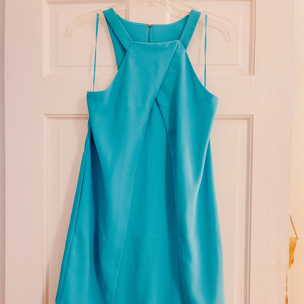 Trina Turk Turquoise Halter Shift Dress Size 10